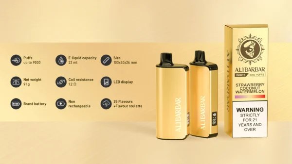 ALIBARBAR INGOT 9000 Puffs 拋棄式電子煙  台灣 711到付